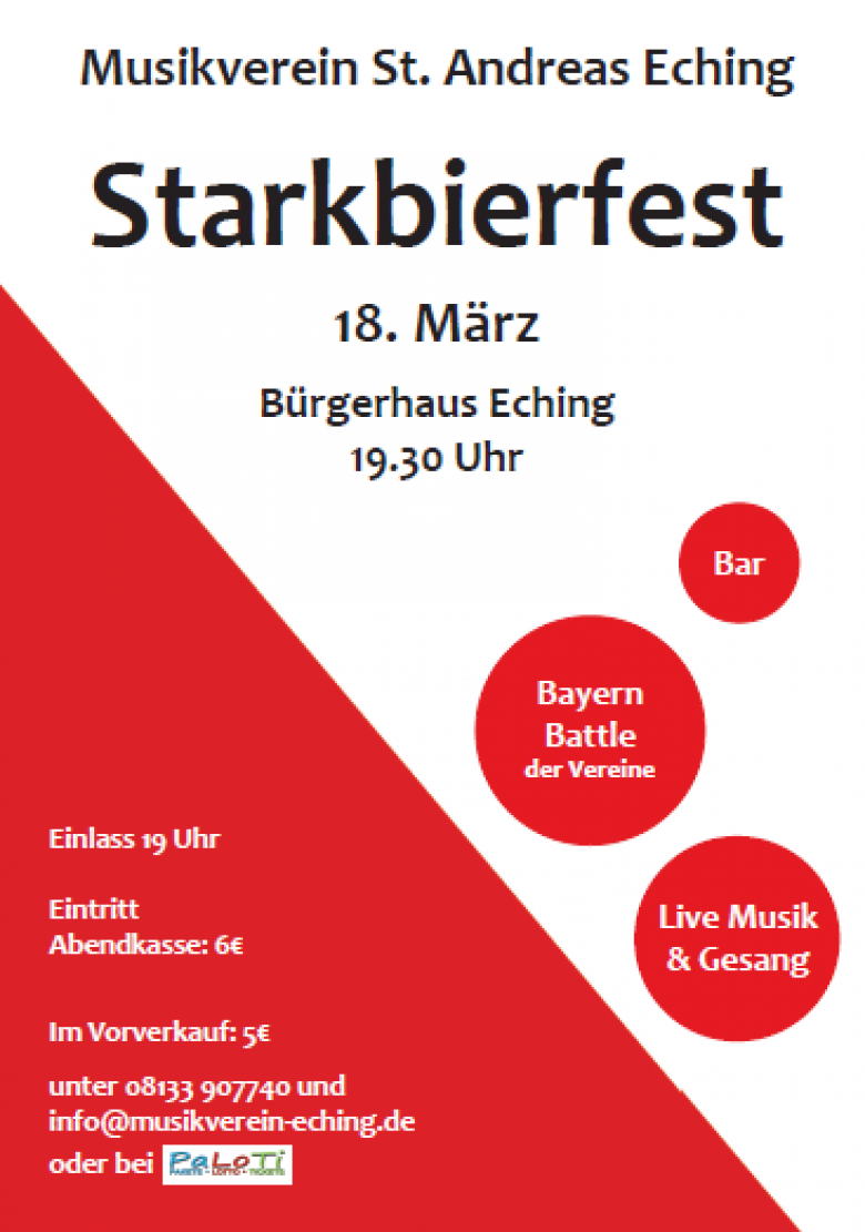 Starkbierfest am 18.März im Bürgerhaus Eching
